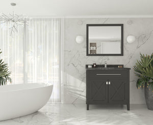 Wimbledon 36" Espresso Bathroom Vanity with Black Wood Marble Countertop Laviva 313YG319-36E-BW