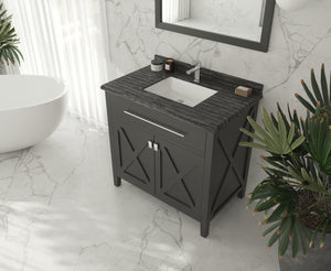 Wimbledon 36" Espresso Bathroom Vanity with Black Wood Marble Countertop Laviva 313YG319-36E-BW