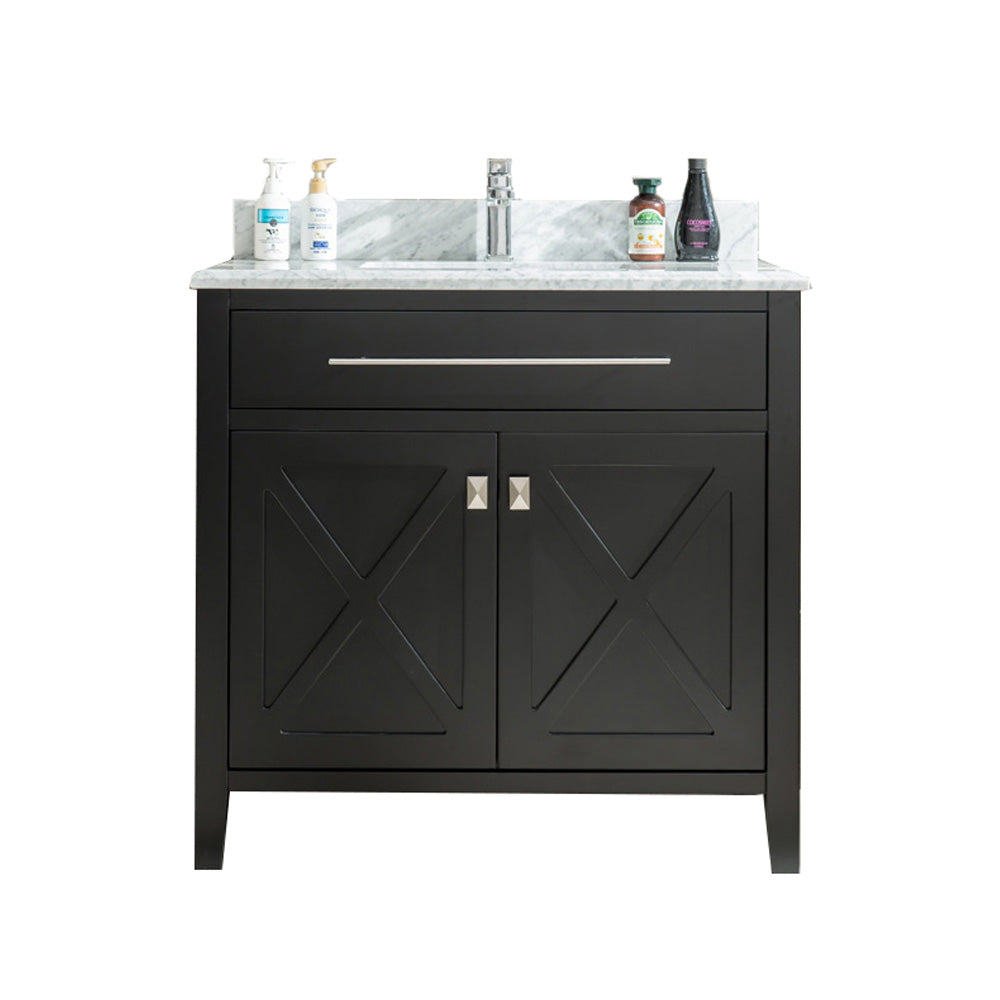 Wimbledon 36" Espresso Bathroom Vanity with White Carrara Marble Countertop Laviva 313YG319-36E-WC