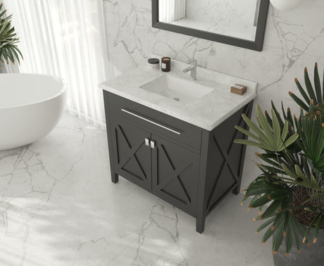 Wimbledon 36" Espresso Bathroom Vanity with White Carrara Marble Countertop Laviva 313YG319-36E-WC