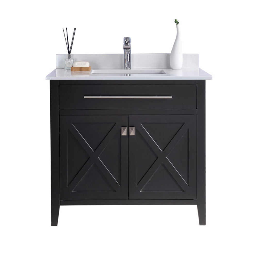 Wimbledon 36" Espresso Bathroom Vanity with White Quartz Countertop Laviva 313YG319-36E-WQ