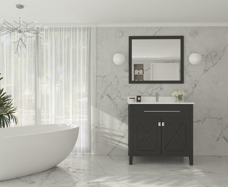 Wimbledon 36" Espresso Bathroom Vanity with White Quartz Countertop Laviva 313YG319-36E-WQ
