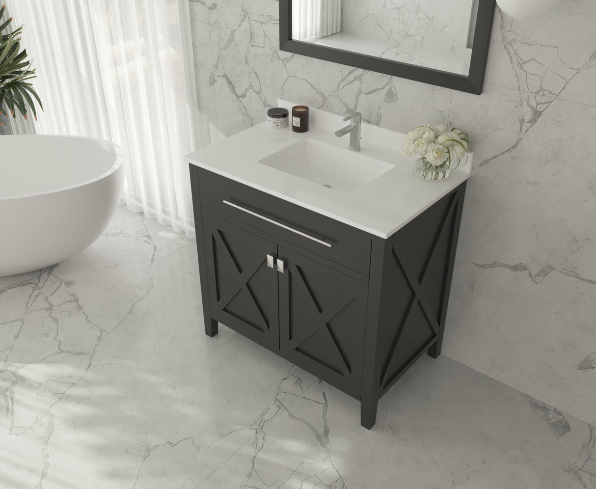 Wimbledon 36" Espresso Bathroom Vanity with White Quartz Countertop Laviva 313YG319-36E-WQ