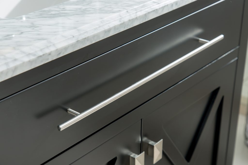 Wimbledon 36" Espresso Bathroom Vanity with White Stripes Marble Countertop Laviva 313YG319-36E-WS