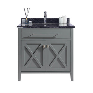 Wimbledon 36" Grey Bathroom Vanity with Black Wood Marble Countertop Laviva 313YG319-36G-BW
