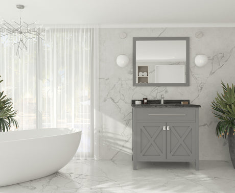 Wimbledon 36" Grey Bathroom Vanity with Black Wood Marble Countertop Laviva 313YG319-36G-BW