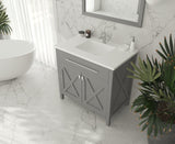 Wimbledon 36" Grey Bathroom Vanity with Matte White VIVA Stone Solid Surface Countertop Laviva 313YG319-36G-MW