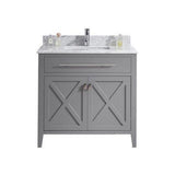 Wimbledon 36" Grey Bathroom Vanity with White Carrara Marble Countertop Laviva 313YG319-36G-WC