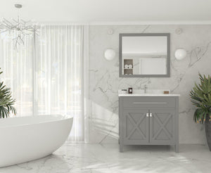 Wimbledon 36" Grey Bathroom Vanity with White Carrara Marble Countertop Laviva 313YG319-36G-WC