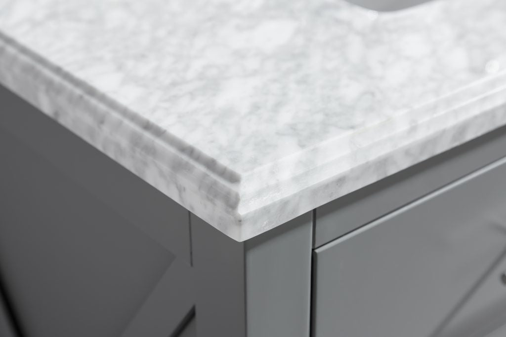 Wimbledon 36" Grey Bathroom Vanity with White Carrara Marble Countertop Laviva 313YG319-36G-WC