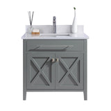 Wimbledon 36" Grey Bathroom Vanity with White Quartz Countertop Laviva 313YG319-36G-WQ