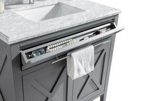 Wimbledon 36" Grey Bathroom Vanity with White Stripes Marble Countertop Laviva 313YG319-36G-WS
