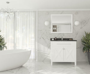 Wimbledon 36" White Bathroom Vanity with Black Wood Marble Countertop Laviva 313YG319-36W-BW