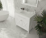 Wimbledon 36" White Bathroom Vanity with Matte White VIVA Stone Solid Surface Countertop Laviva 313YG319-36W-MW