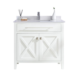 Wimbledon 36" White Bathroom Vanity with White Quartz Countertop Laviva 313YG319-36W-WQ