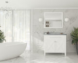 Wimbledon 36" White Bathroom Vanity with White Stripes Marble Countertop Laviva 313YG319-36W-WS