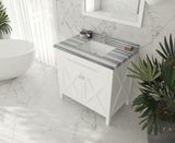 Wimbledon 36" White Bathroom Vanity with White Stripes Marble Countertop Laviva 313YG319-36W-WS
