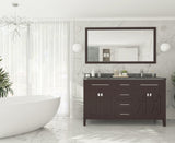 Wimbledon 60" Brown Double Sink Bathroom Vanity with Black Wood Marble Countertop Laviva 313YG319-60B-BW