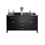 Wimbledon 60" Espresso Double Sink Bathroom Vanity with Black Wood Marble Countertop Laviva 313YG319-60E-BW