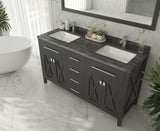Wimbledon 60" Espresso Double Sink Bathroom Vanity with Black Wood Marble Countertop Laviva 313YG319-60E-BW