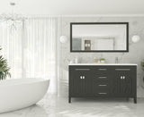 Wimbledon 60" Espresso Double Sink Bathroom Vanity with Matte White VIVA Stone Solid Surface Countertop Laviva 313YG319-60E-MW