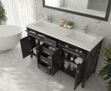 Wimbledon 60" Espresso Double Sink Bathroom Vanity with Matte White VIVA Stone Solid Surface Countertop Laviva 313YG319-60E-MW