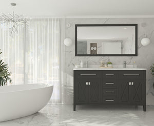 Wimbledon 60" Espresso Double Sink Bathroom Vanity with White Carrara Marble Countertop Laviva 313YG319-60E-WC