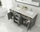 Wimbledon 60" Grey Double Sink Bathroom Vanity with Black Wood Marble Countertop Laviva 313YG319-60G-BW