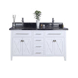 Wimbledon 60" White Double Sink Bathroom Vanity with Black Wood Marble Countertop Laviva 313YG319-60W-BW