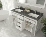 Wimbledon 60" White Double Sink Bathroom Vanity with Black Wood Marble Countertop Laviva 313YG319-60W-BW