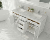 Wimbledon 60" White Double Sink Bathroom Vanity with White Carrara Marble Countertop Laviva 313YG319-60W-WC