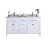 Wimbledon 60" White Double Sink Bathroom Vanity with White Stripes Marble Countertop Laviva 313YG319-60W-WS