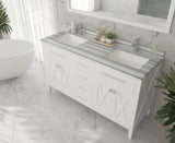 Wimbledon 60" White Double Sink Bathroom Vanity with White Stripes Marble Countertop Laviva 313YG319-60W-WS