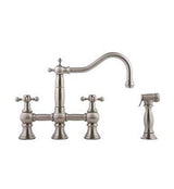 Canterbury Straight Double Handle Widespread Bridge Faucet with Side Spray Finish: Polished, Handle Type: Metal Cross Handles