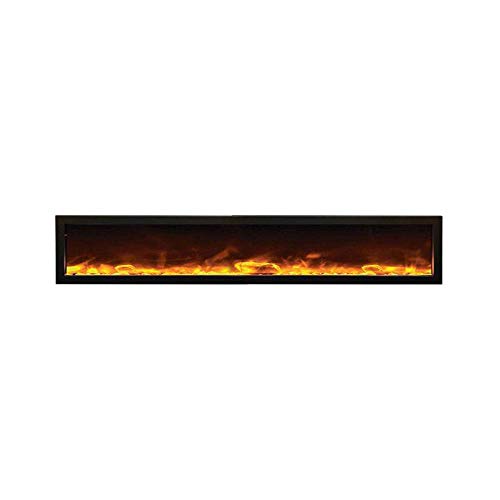 Amantii BI-88-DEEP-OD Panorama Deep Full View Smart Electric  - 88" Indoor /Outdoor WiFi Enabled Fireplace, featuring a MultiFunction Remote, Multi Speed Flame Motor, Glass Media & a Black Trim