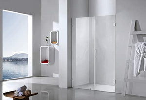 Genius Plus Frameless Shower Door Size fits for Width of 57' - 61'' * H76'' with a Side Panel in Matte Black Premium Hardware Finish, Low Iron Tempered Glass Included(59'') …
