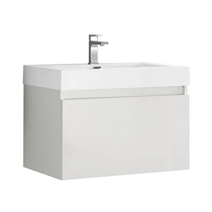 Fresca FCB8007WH-I Fresca Mezzo 30" White Wall Hung Modern Bathroom Cabinet w/ Integrated Sink