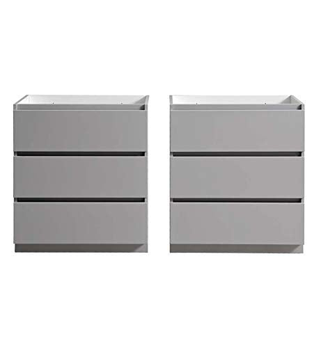 Fresca FCB93-3030GR-D Fresca Lazzaro 60" Gray Free Standing Double Sink Modern Bathroom Cabinet