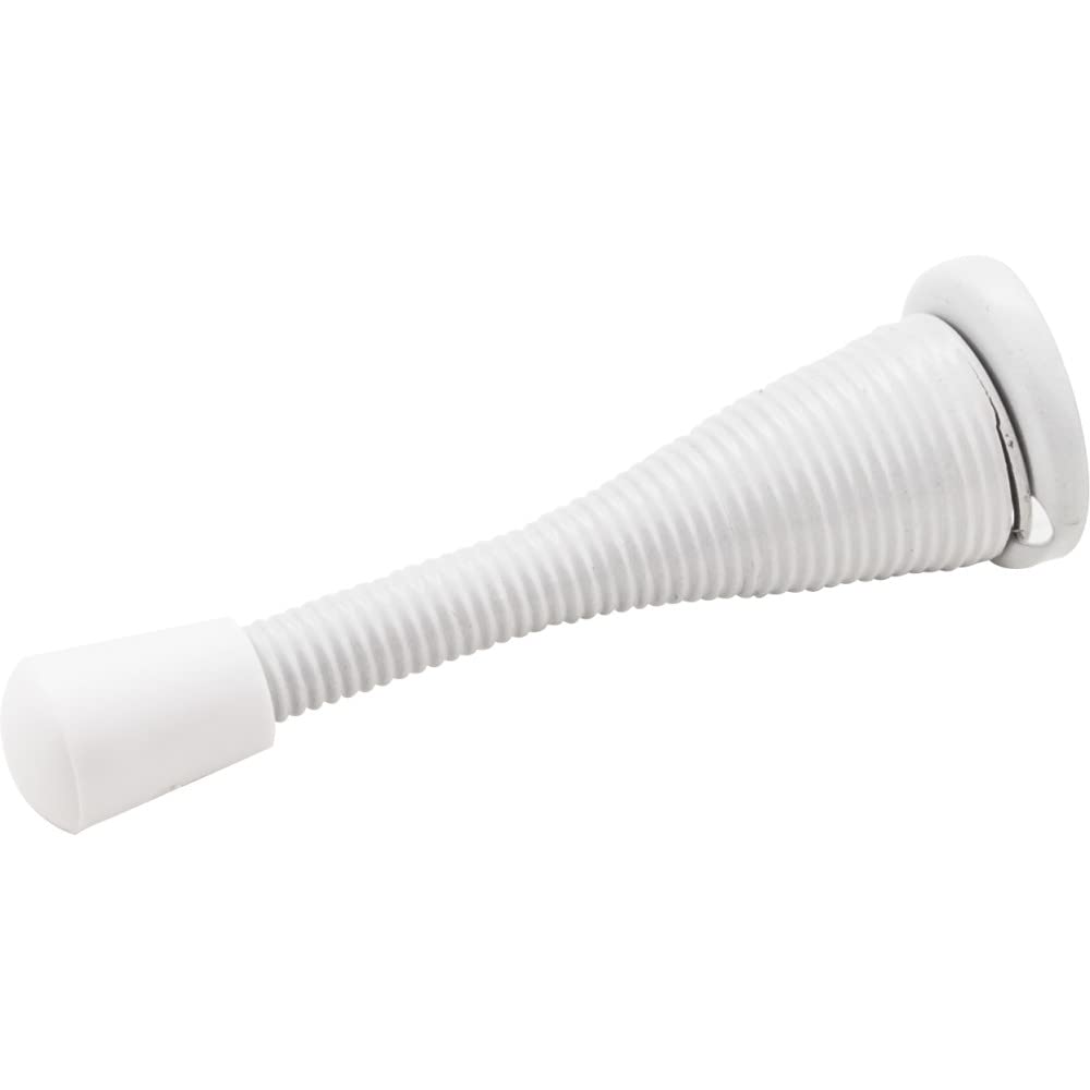 Hardware Resources DS04-WH-R 3" Spring Door Stop with Rubber Tip - White