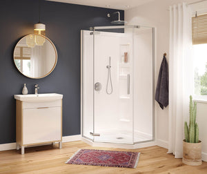 MAAX 137301-900-084-000 Hana Neo-angle 40 x 40 x 75 in. 8mm Pivot Shower Door for Corner Installation with Clear glass in Chrome