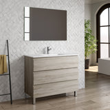 DAX Costa Engineered Wood Vanity Cabinet and Porcelain Basin, Pine and Onyx DAX-COS014012-ONX