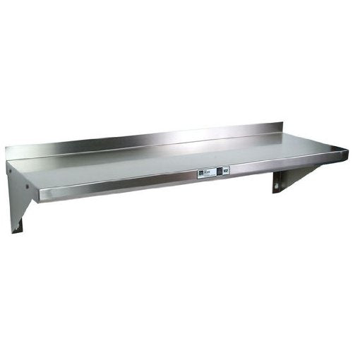 John Boos BHS12120-16/304 Stainless Steel Commercial Grade Wall Shelf, 120" W x D X 13-1/2" H, 16-Gauge