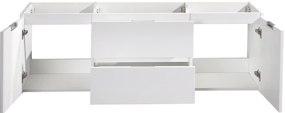 Fresca FCB8360WH-D Fresca Valencia 60" Glossy White Wall Hung Double Sink Modern Bathroom Cabinet