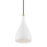 Amador 1 Light Mini Pendant in White with Antique Brass (41171-13)