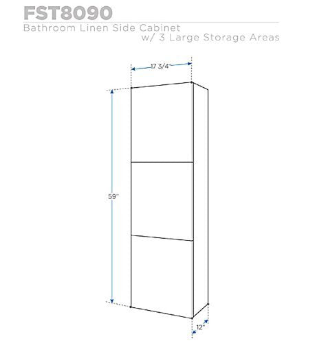 Fresca FST8090TK Fresca Teak Bathroom Linen Side Cabinet w/ 3 Large Storage Areas