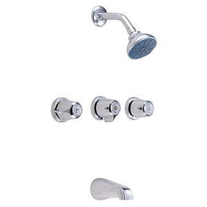 Gerber G0048031 Chrome Classics Three Handle Threaded Escutcheon Tub & SHOWE...
