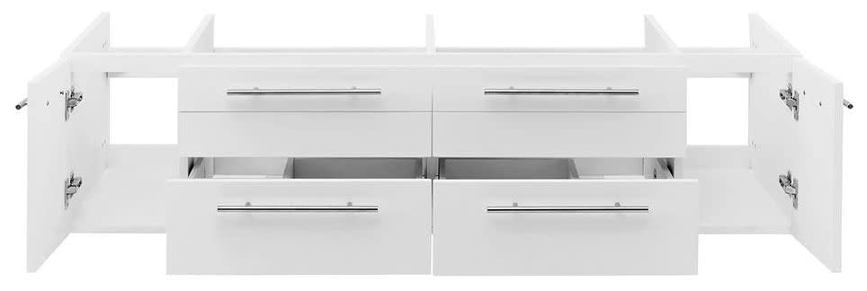 Fresca FCB6160RBL-VSL-D Fresca Lucera 60" Royal Blue Wall Hung Double Vessel Sink Modern Bathroom Cabinet