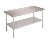 John Boos FBLS2424 E Series Stainless Steel 430 Budget Work Table, Adjustable Undershelf, Flat Top, Legs, 24" Length x Width