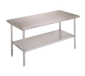 John Boos FBLS3024 E Series Stainless Steel 430 Budget Work Table, Adjustable Undershelf, Flat Top, Legs, 30