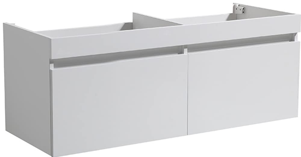 Fresca FCB8012WH Fresca Mezzo 48" White Wall Hung Double Sink Modern Bathroom Cabinet